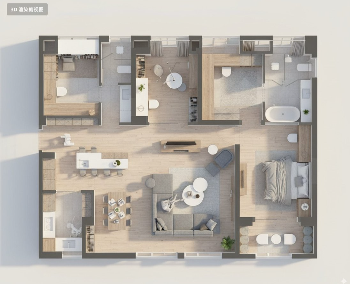 Floor Plan 3D Render
